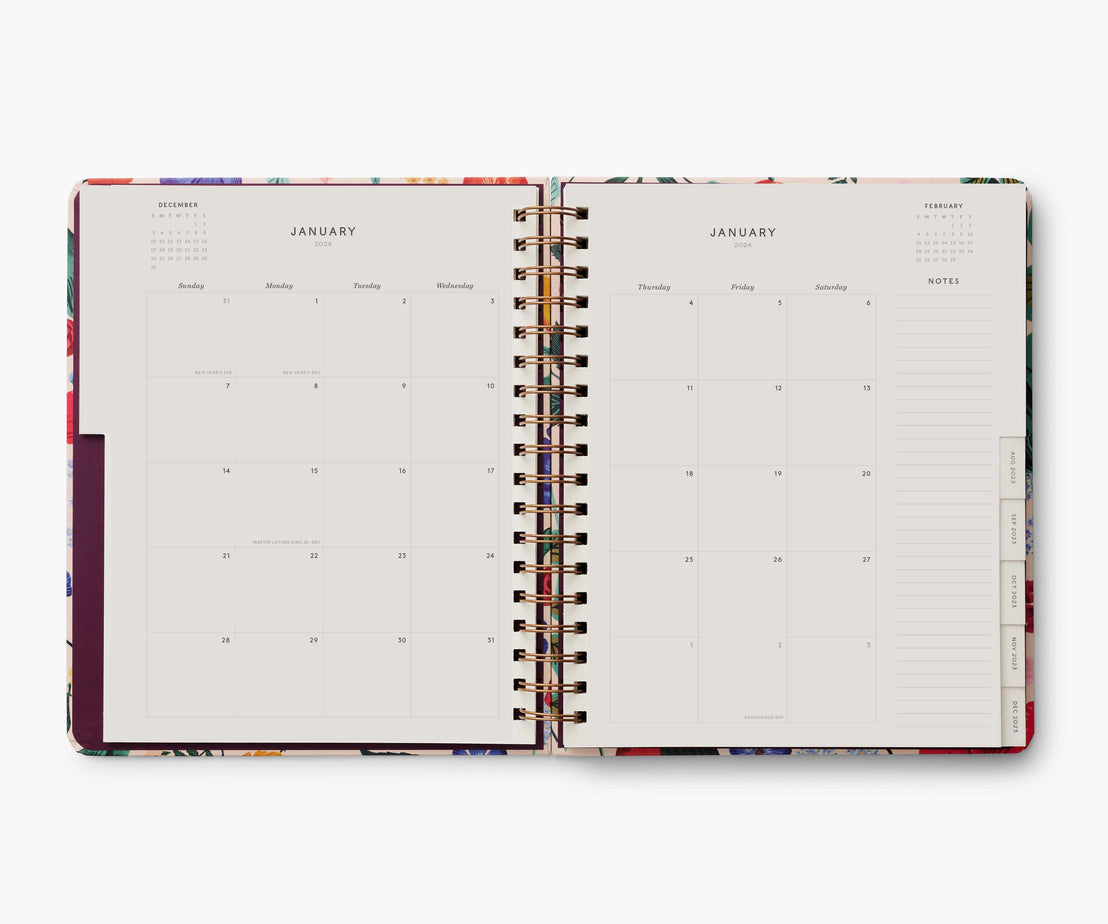2024 17-Month Hardcover Blossom Spiral Planner
