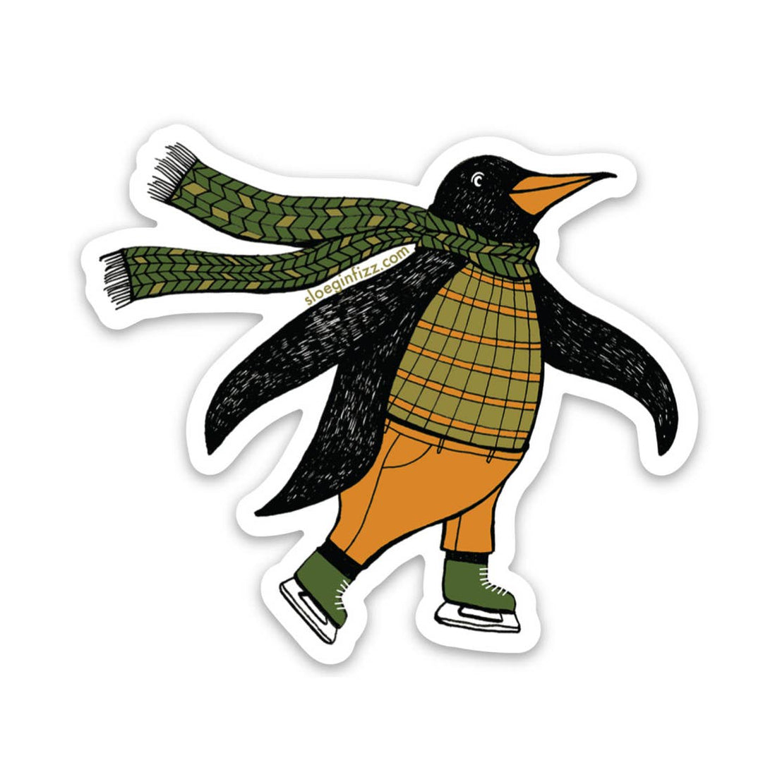 Penguin Ice Skating Sticker