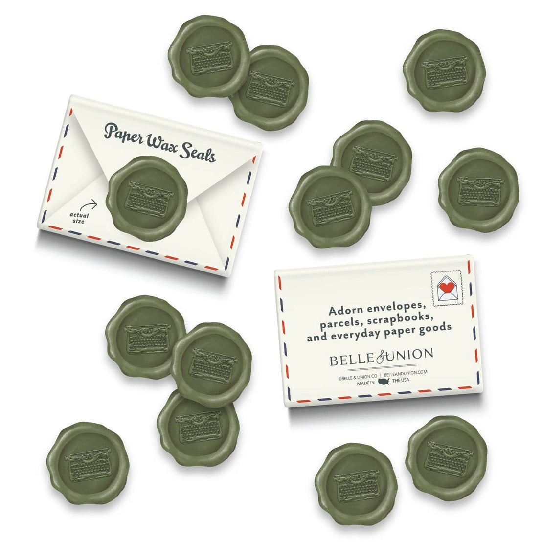 Olive Typewriter Seal Stickers