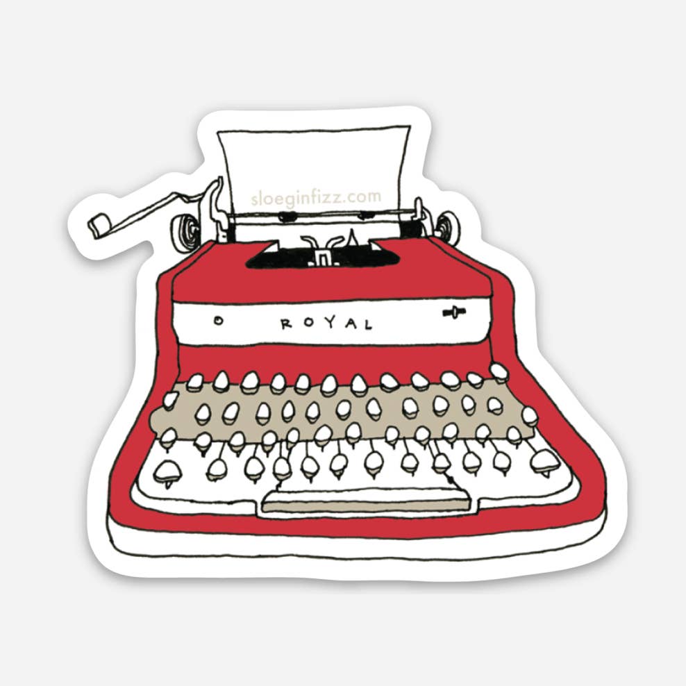 Red Royal Typewriter Sticker