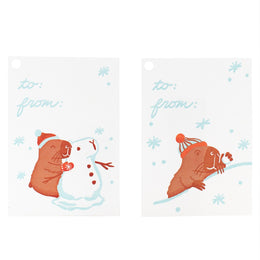 Capybaras in Snow Tag Gift Tags