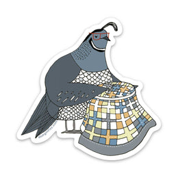 Quail Quietly Quilting Sticker