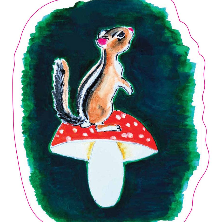 Chipmunk on Mushroom Sticker