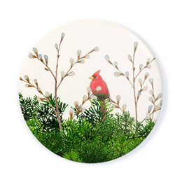 Cardinal & Evergreen Pocket Mirror