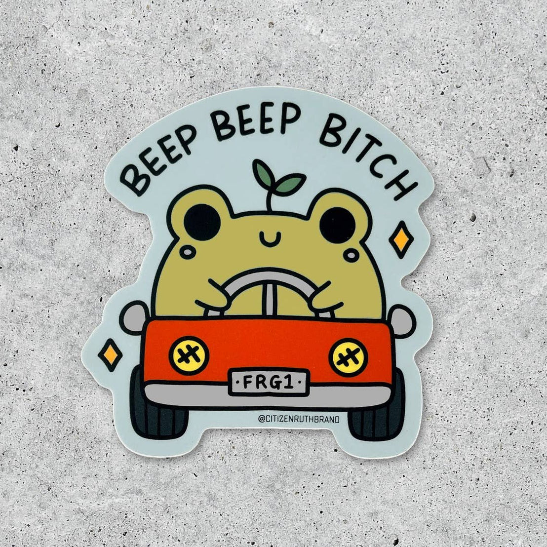 Beep Beep Bitch Frog Sticker