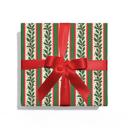 Holly Stripe Wrap Holiday Gift Wrap