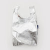 Silver metallic bag on a white background