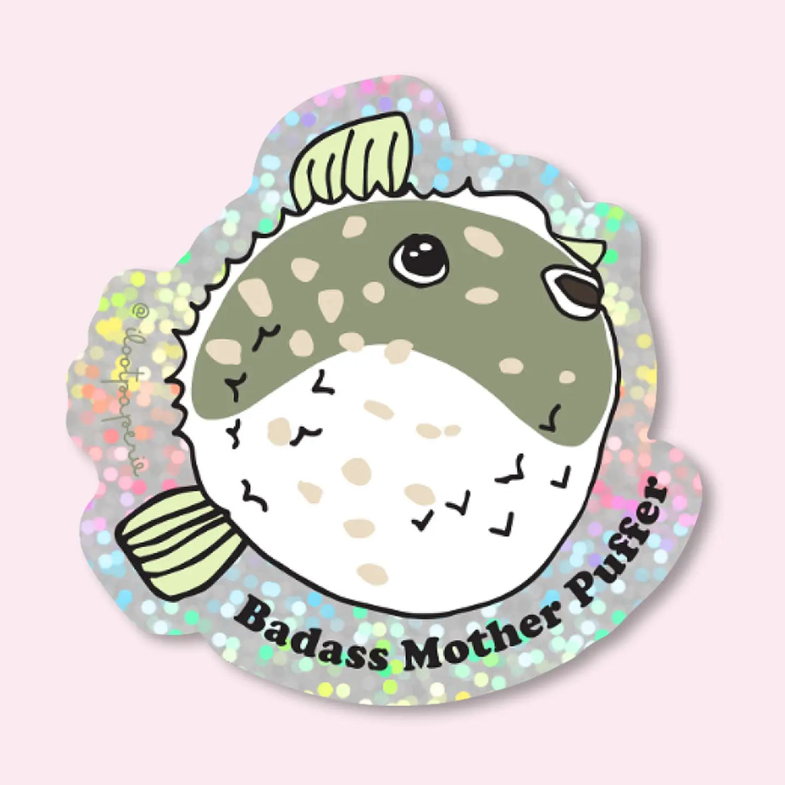 Badass Mother Puffer Fish Sticker