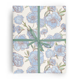 Blue Floral Botanical Gift Wrap