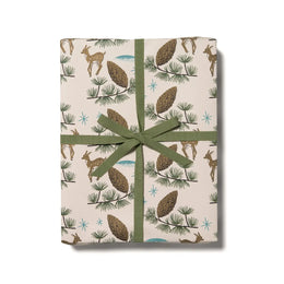 Deer and Pine Cones Holiday Gift Wrap