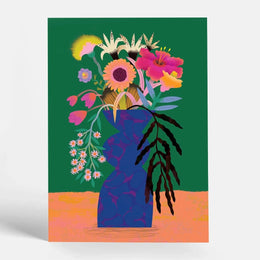 Green Flower Bunch Postcard