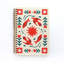 Folk Flower Spiral Notebook, Middle Dune