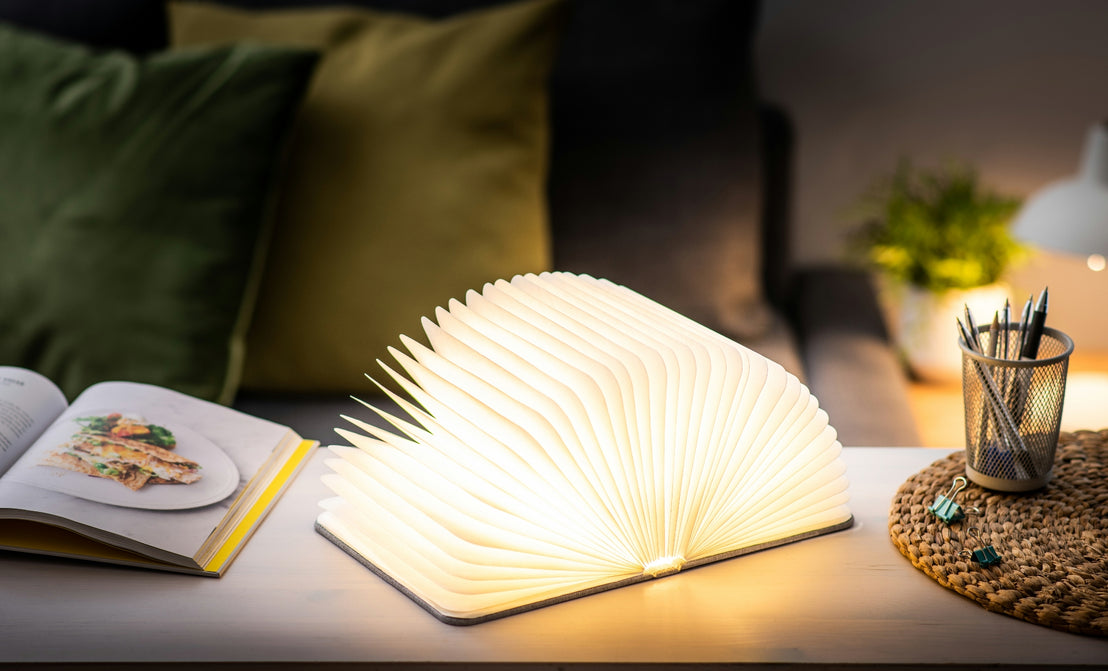 Grey Linen Smart Book Light