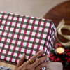 Gingham Holly Green Holiday Gift Wrap