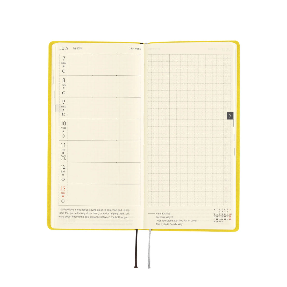 Hobonichi 2025 Techo Weeks Smooth Mustard Planner