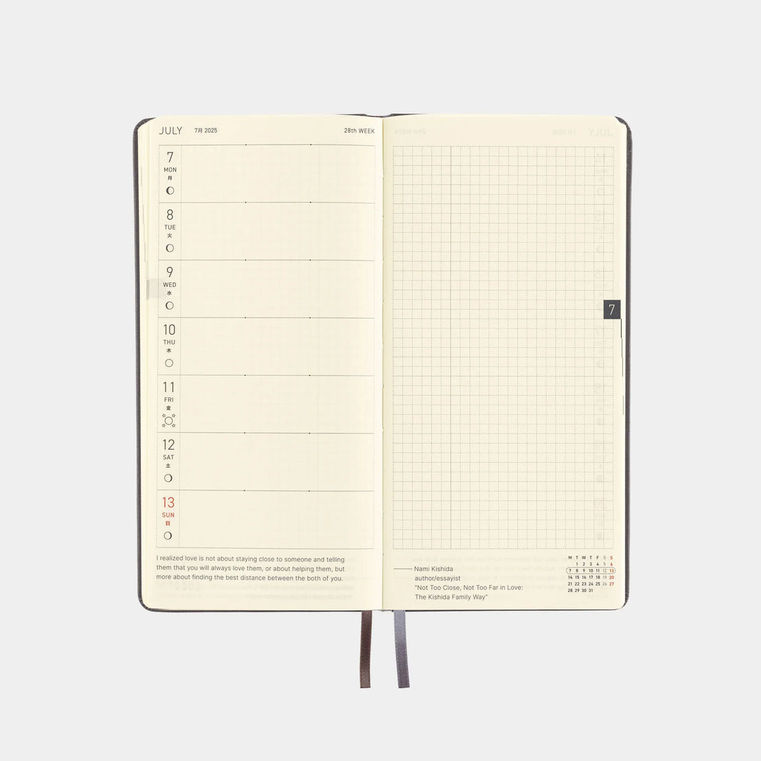 Hobonichi 2025 Techo Weeks Leather Steel Gray Planner