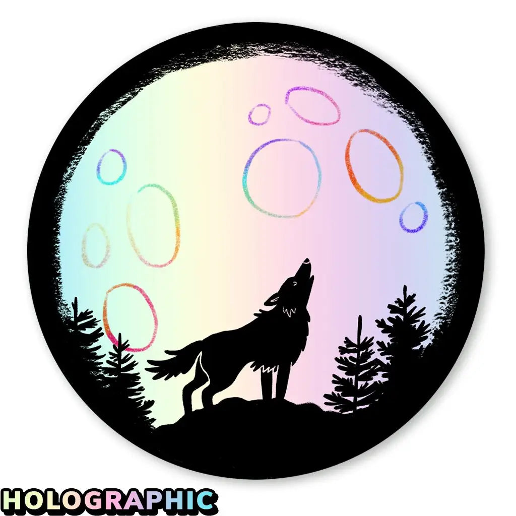 Holographic Night Wolf Sticker