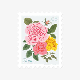 Rose, June Flower Stamp Sticker