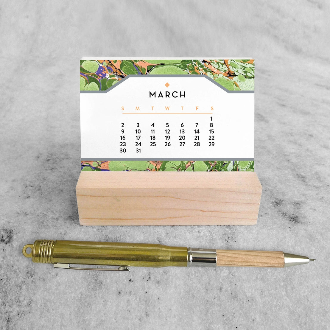 2025 Marbled Mini Desk Calendar