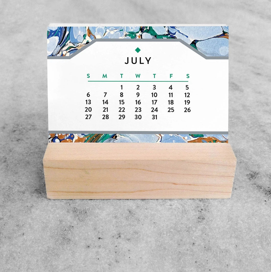 2025 Marbled Mini Desk Calendar