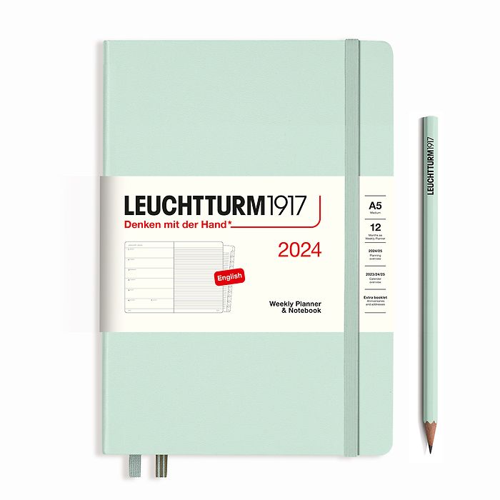 Leuchtturm1917 Medium A5 2024 Weekly Planner & Notebook - Black - The  Goulet Pen Company