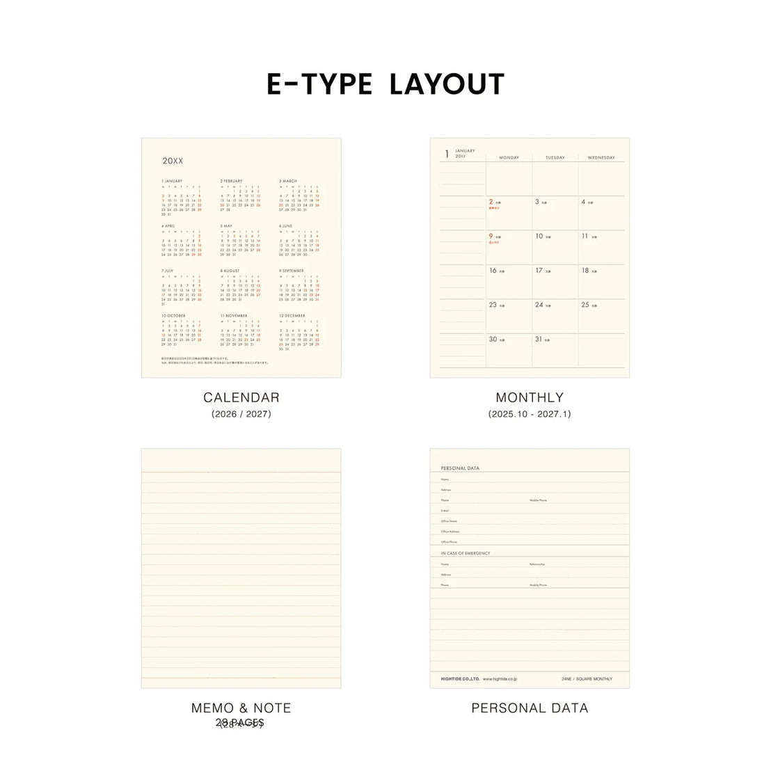 2027 Monthly Nähe Square Planner | Yellow