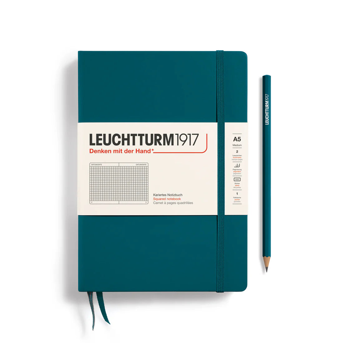 Leuchtturm1917 A5 Squared Hardcover Notebook