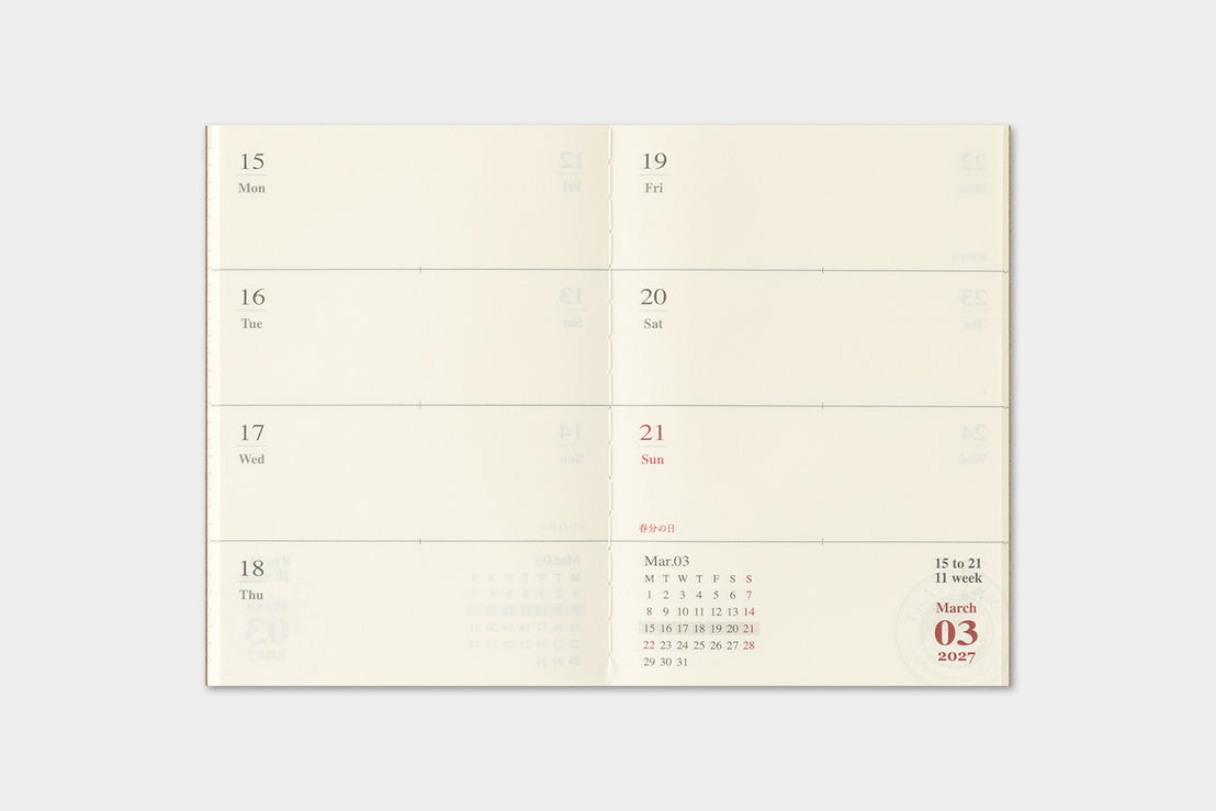 *Pre-order* 2027 Passport Weekly Refill, Traveler's Company