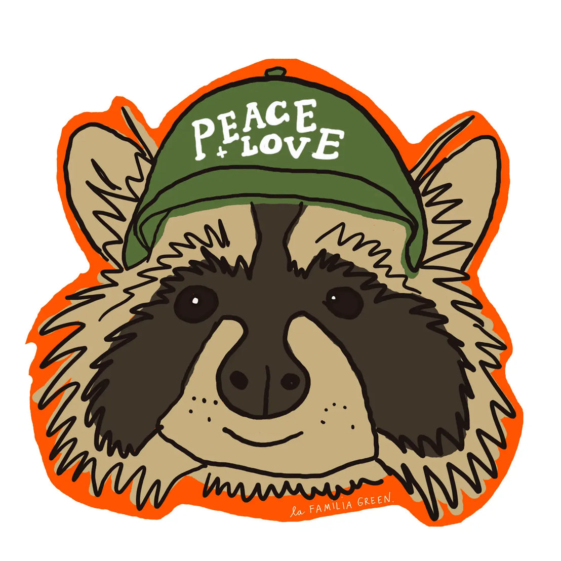 Peace & Love Raccoon Sticker