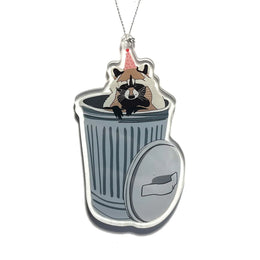 Raccoon in Trash Can Ornament