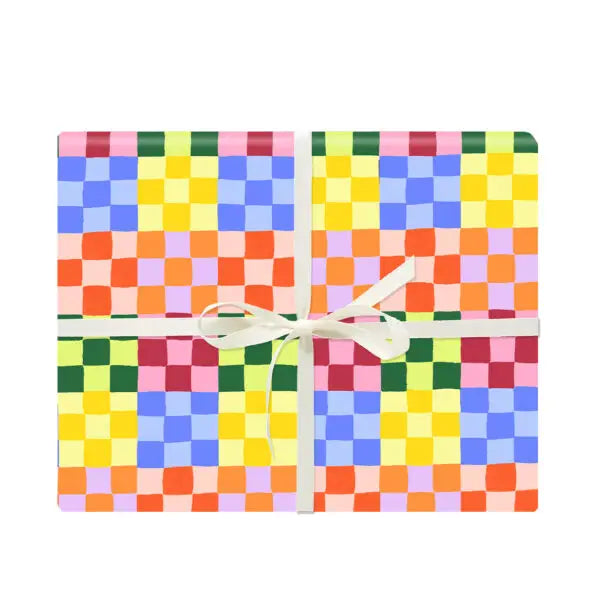 Rainbow Check Gift Wrap