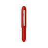 Red pen with silver clip on a white background