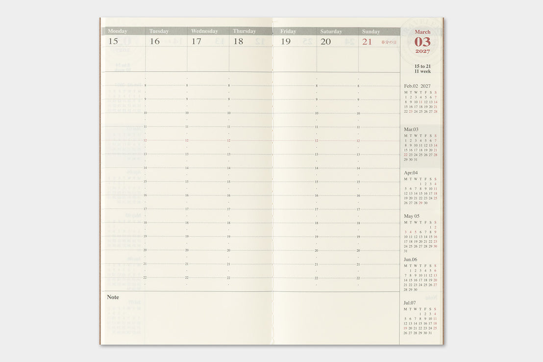 *Pre-order* 2027 Regular Weekly Vertical Refill, Traveler's Company
