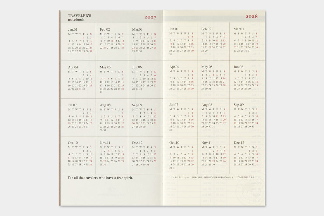 *Pre-order* 2027 Regular Weekly Vertical Refill, Traveler's Company