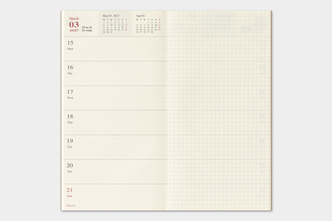 *Pre-order* 2027 Regular Weekly + Memo Refill, Traveler's Company