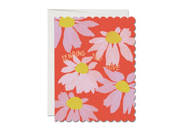 Scalloped Coneflower Sympathy, Red Cap Cards