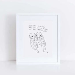Sea Otter Holding Hands Print