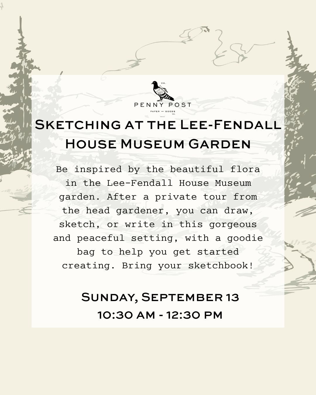 Sketching at the Lee Fendall House Museum Garden