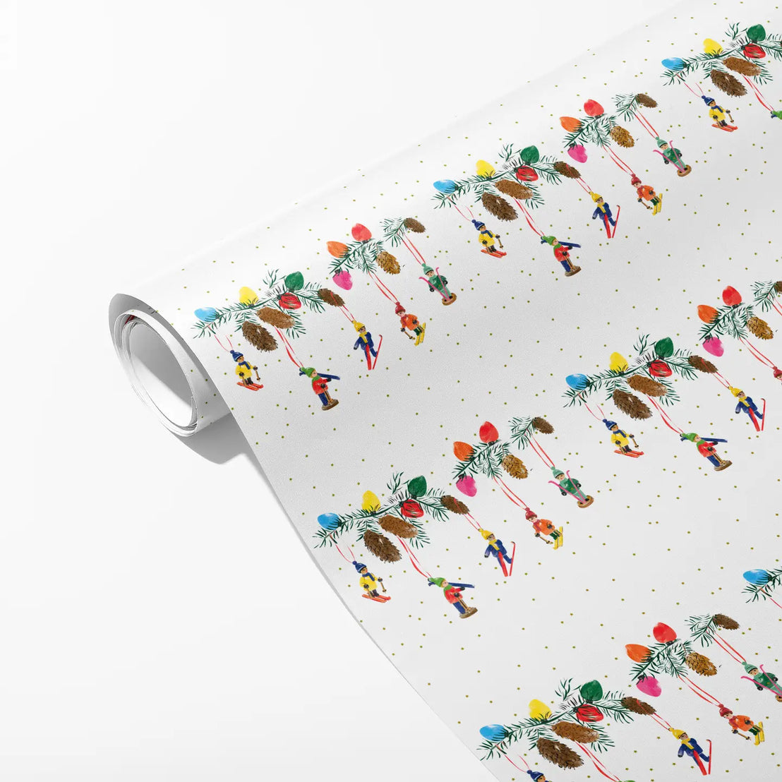 Skiers Ornaments Holiday Gift Wrap