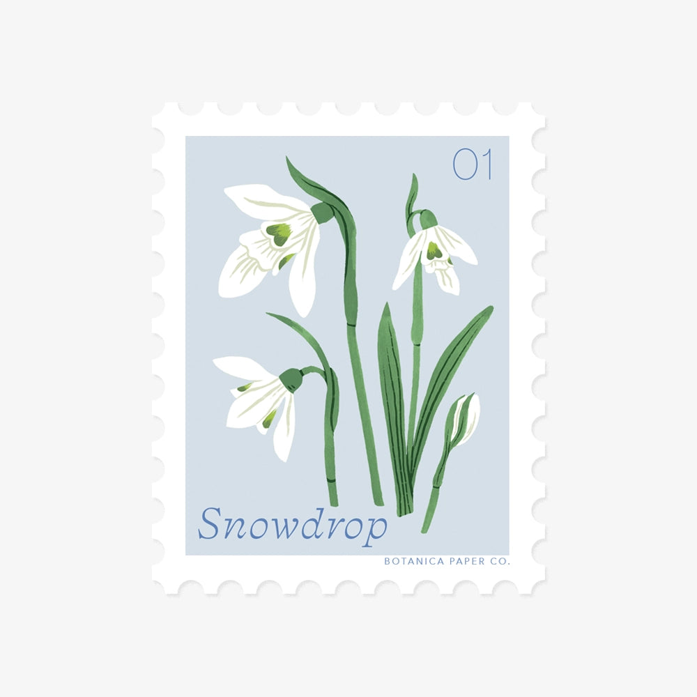 Snowdrop, January Flower Sticker Stamp