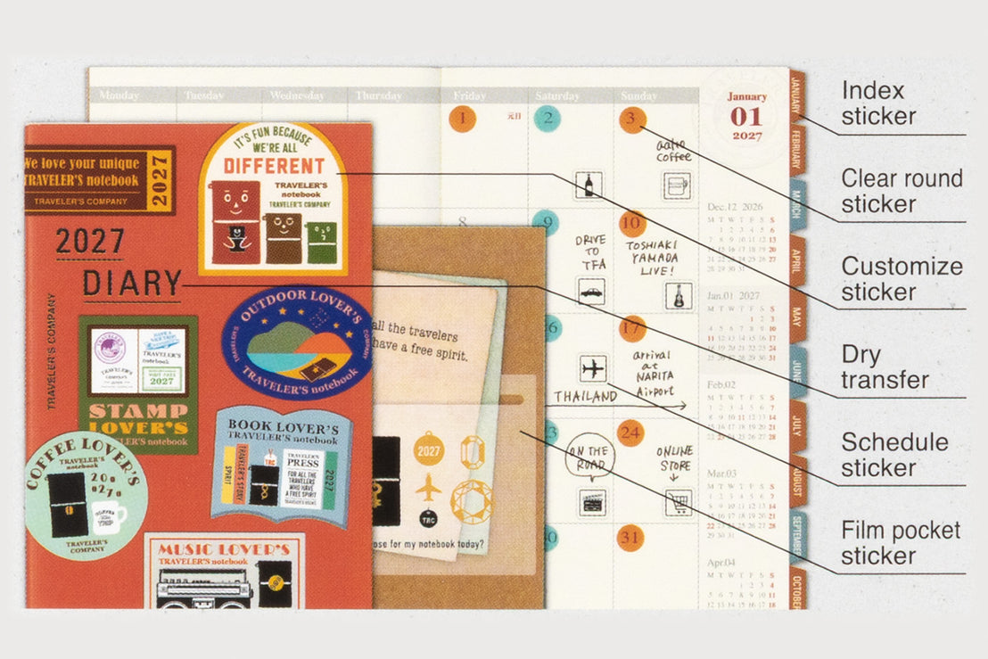 *Pre-order* 2027 Diary Sticker Set, Traveler's Company