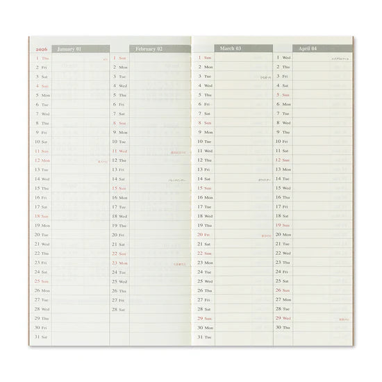 2026 Regular Weekly + Memo Refill, Traveler's Company