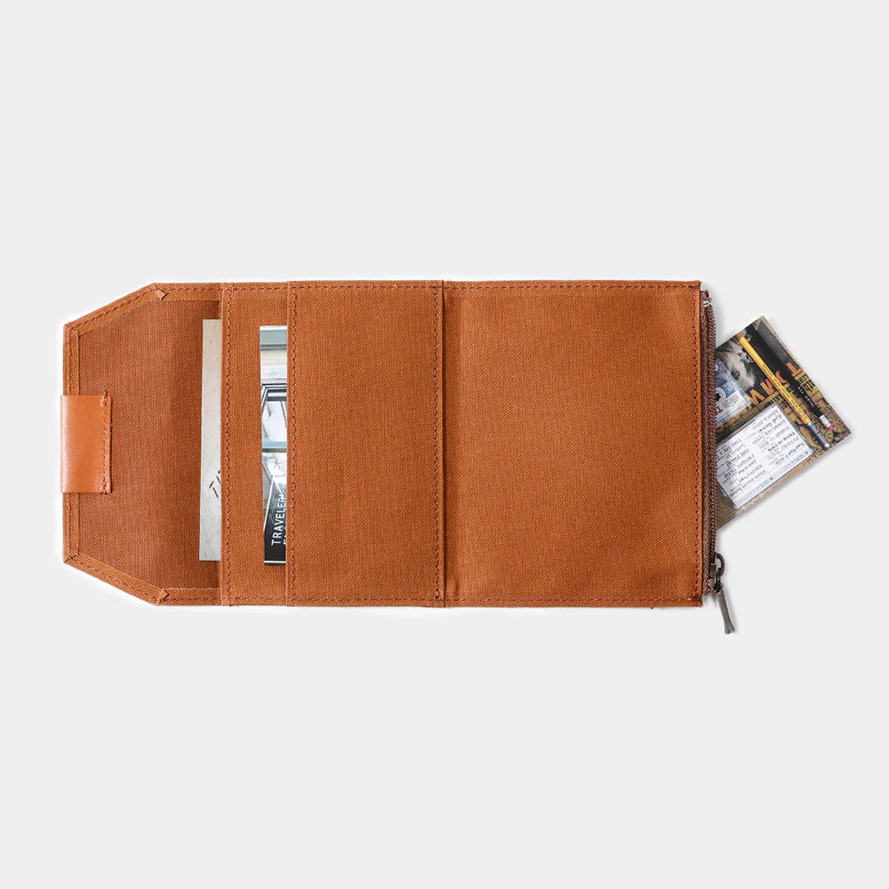 TRAVELER’S FACTORY Brown Passport Canvas Zipper Case, Traveler's Company