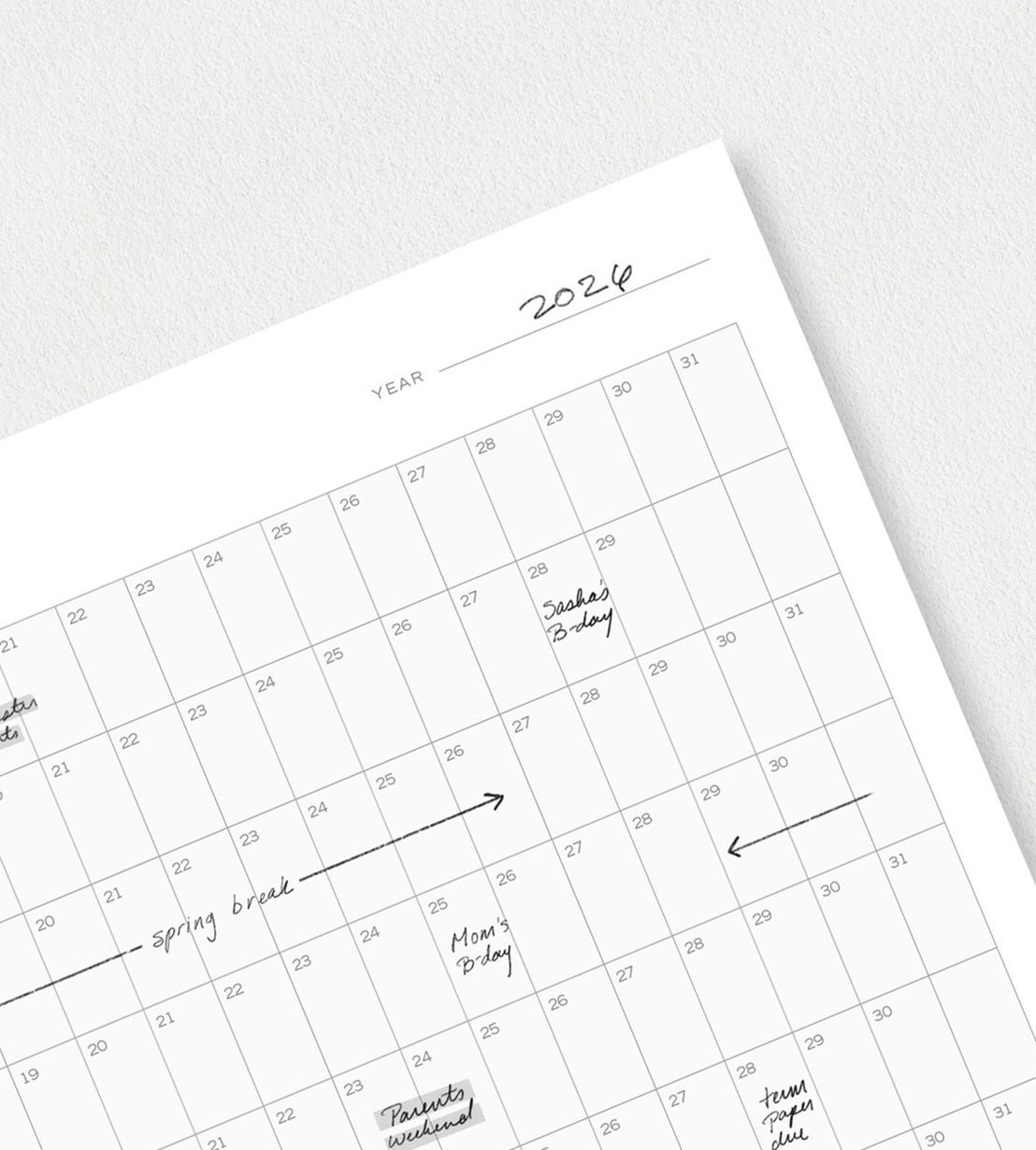 Undated Annual Planning Calendar