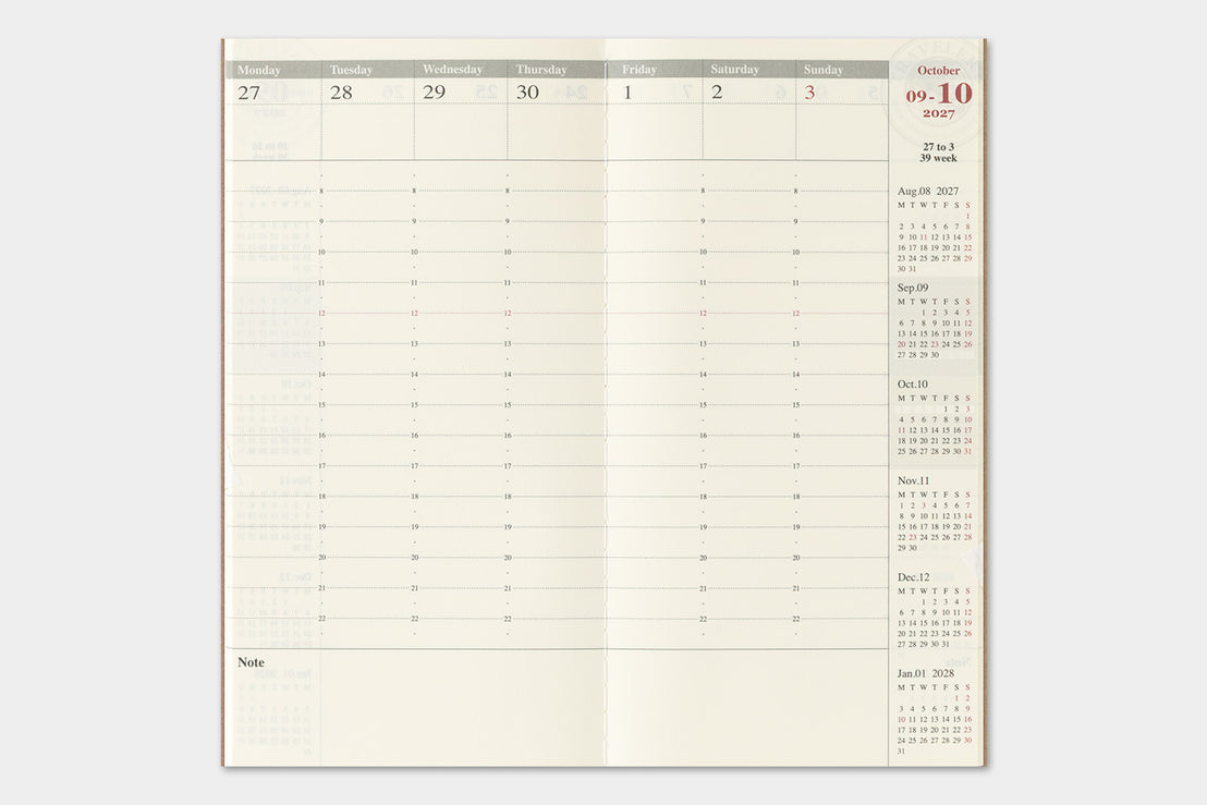 *Pre-order* 2027 Regular Weekly Vertical Refill, Traveler's Company