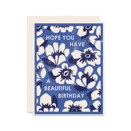 Blue Floral Beautiful Birthday Card, Heartell Press