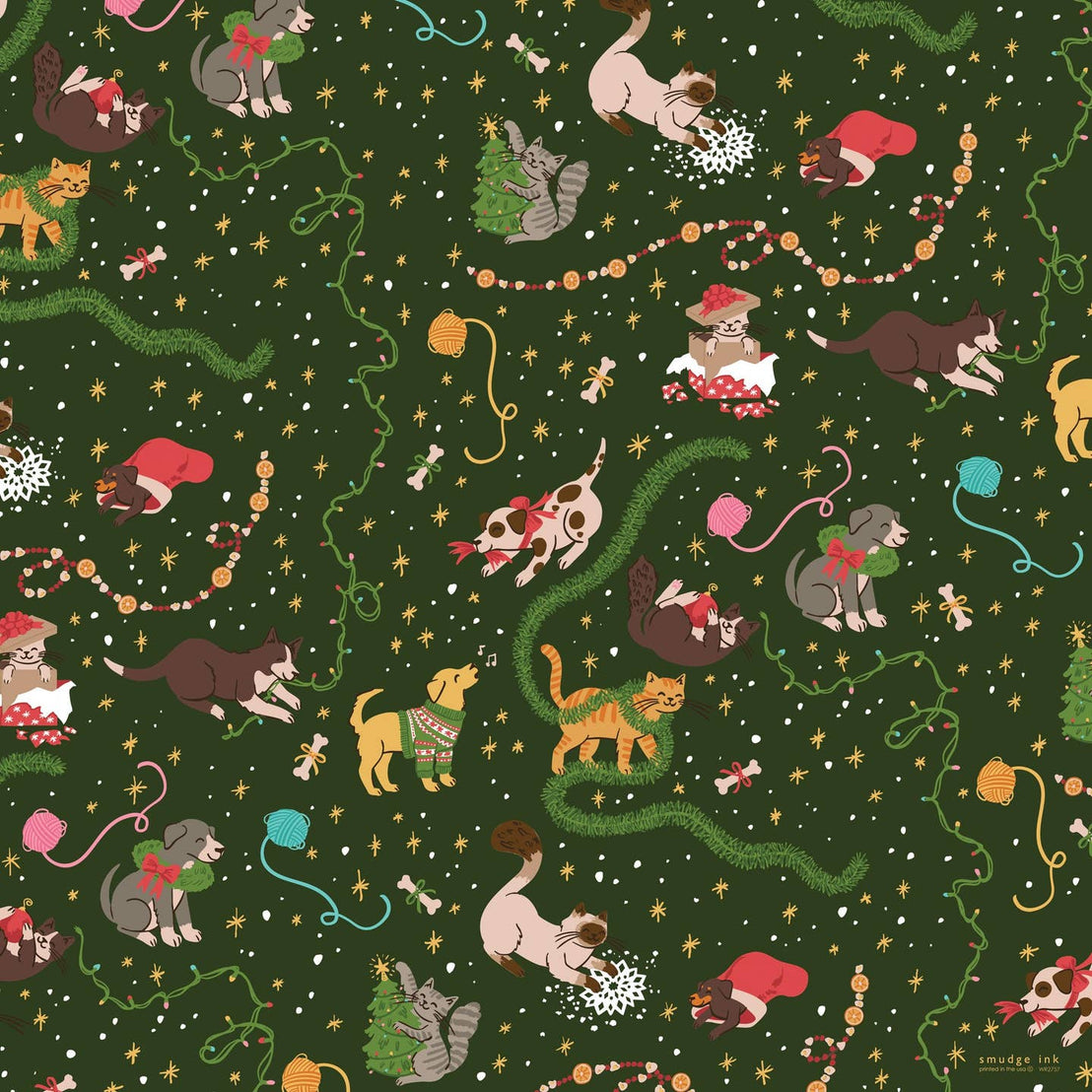 Mischevious Cats/Dogs Holiday Gift Wrap