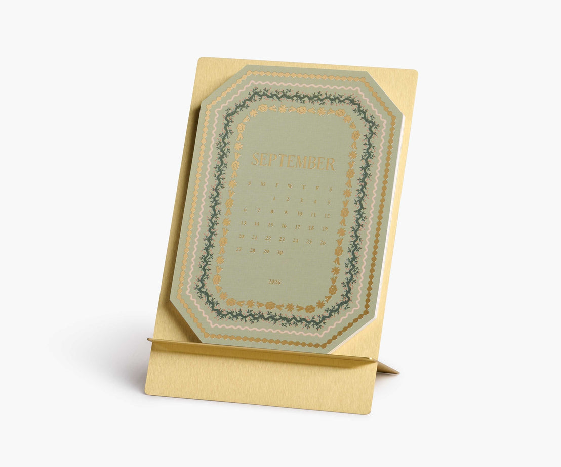 2026 Wildwood Brass Easel Desk Calendar