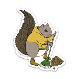Squirrel Raking Sticker