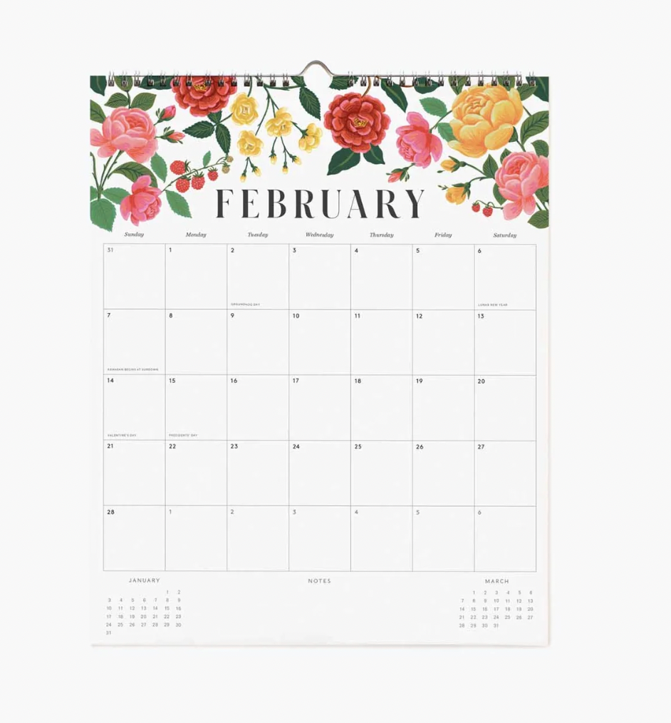 2027 Floral Appointment Wall Calendar